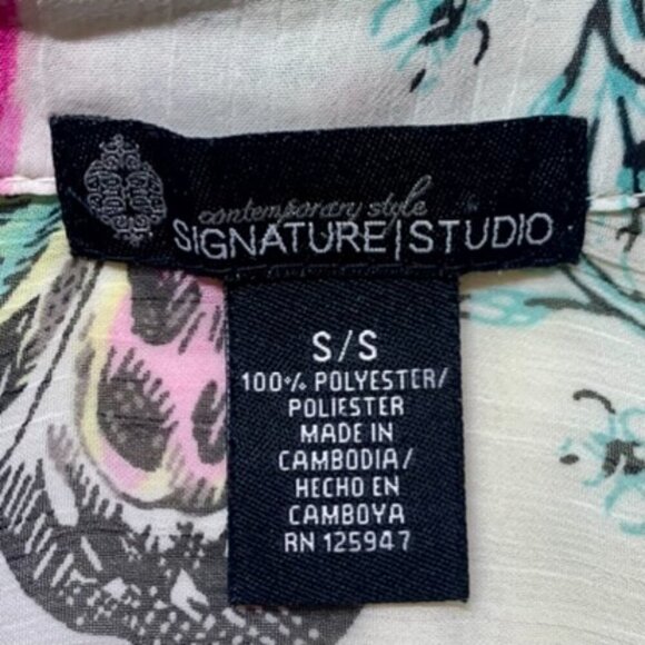 🦋 Signature Studio Butterfly Pattern Sheer Blouse, Pre-Owned, Size S 🌸 - Picture 4 of 17